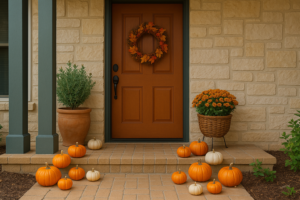Small Pumpkin on Porches Ideas for Thanksgiving in Austin TX